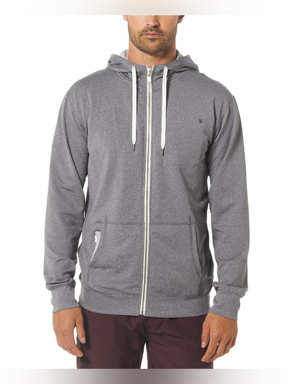 VUORI $148 Mens MOVEMENT Full Zip Hooded Athletic Jacket Sweatshirt Gray #085